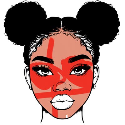 realistic black woman with two buns