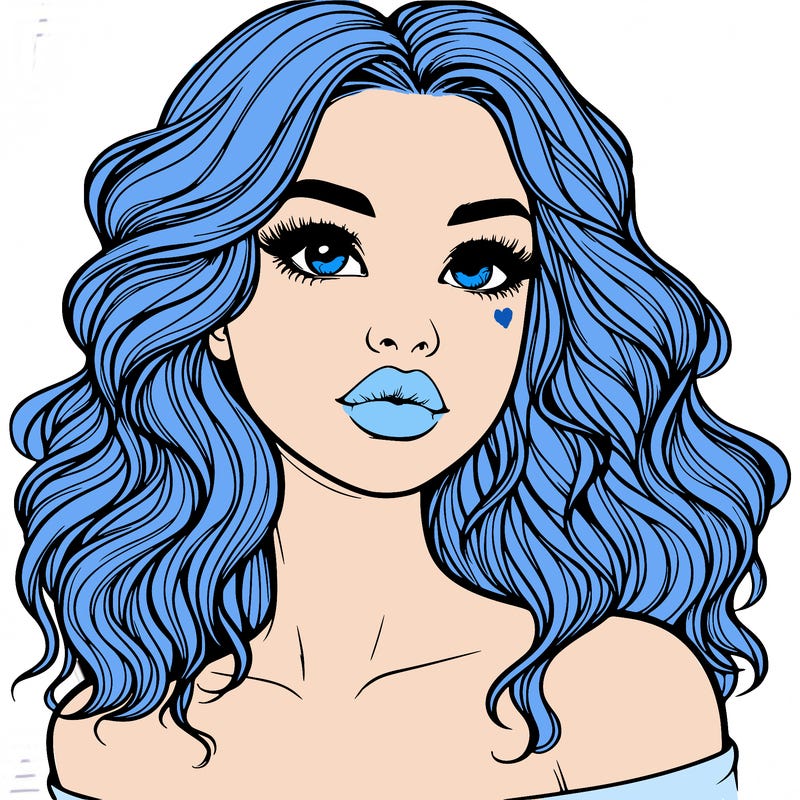 realistic girl with wavy hair and lips