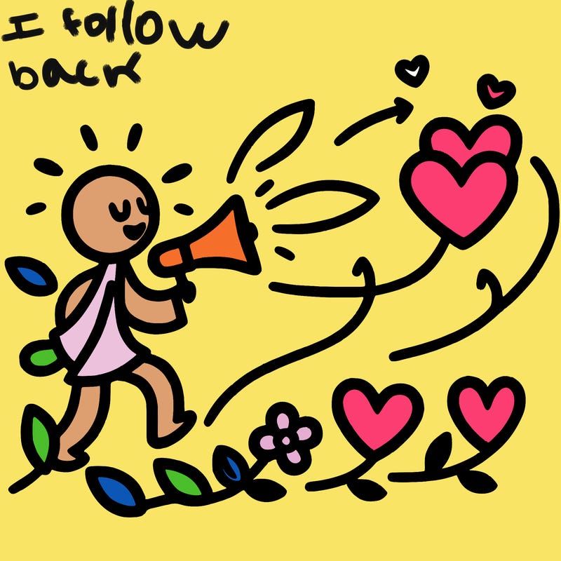i follows my followers with hearts and flowers