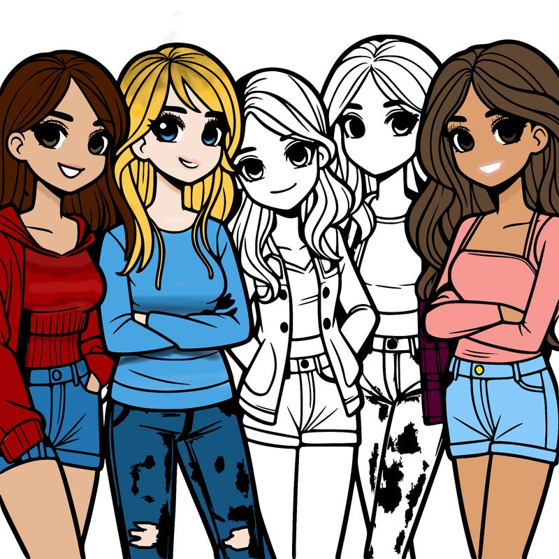 a group of 5 teen girls