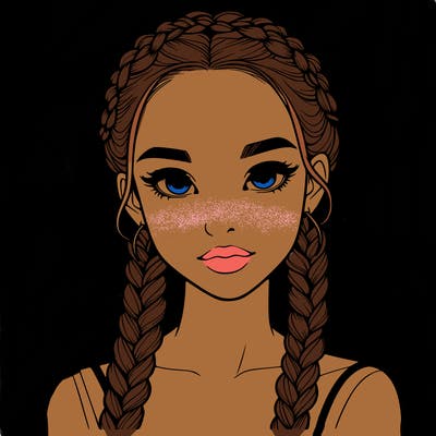 realistic girl with braids