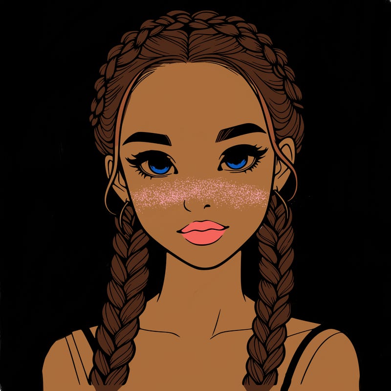 realistic girl with braids