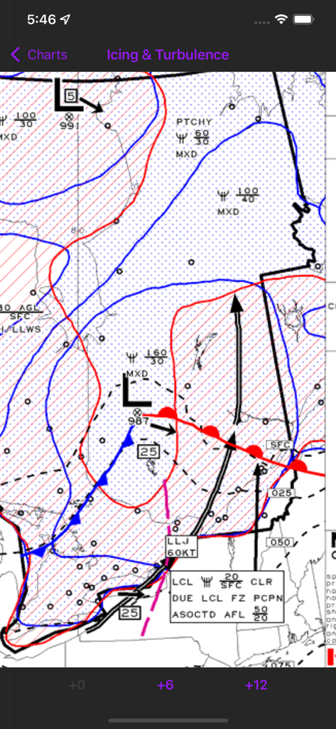 Canada Weather - Carta meteorológica técnica de aviación que muestra pronósticos de engelamiento y turbulencia