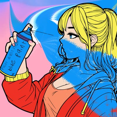 a realistic girl spray, painting