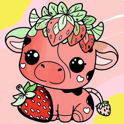 cute strawberry cow