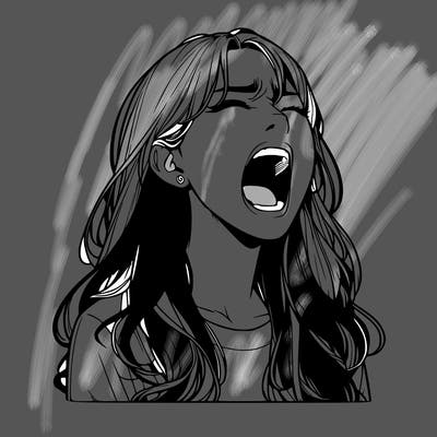 screaming realistic, girl