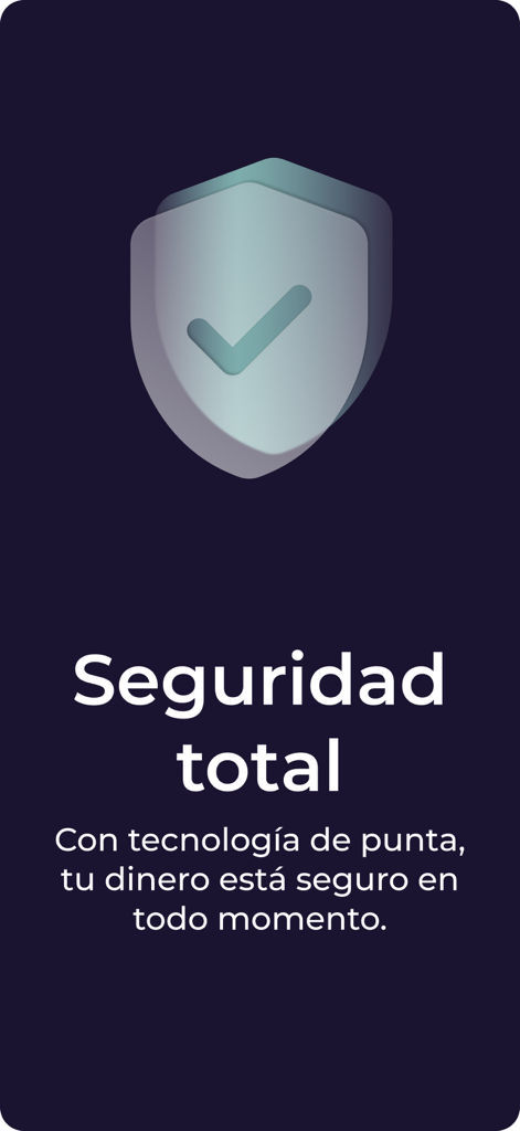 Tela de segurança do aplicativo fintech B2pay com ícone de escudo com marca de seleção