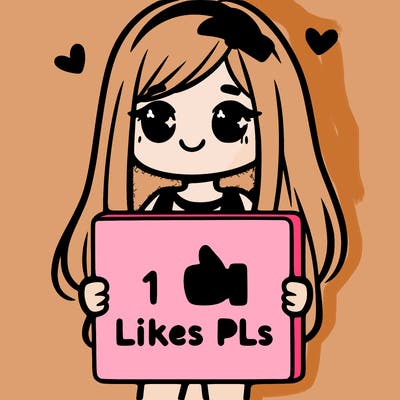 girl holding a sign saying 10 likes pls