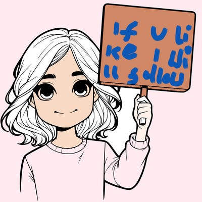 realistic girl holding up a sign