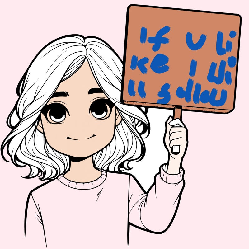 realistic girl holding up a sign