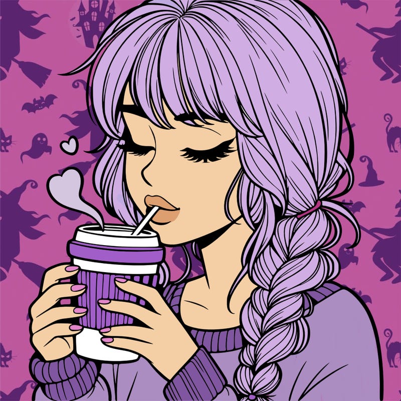 realistic girl drinking coffee