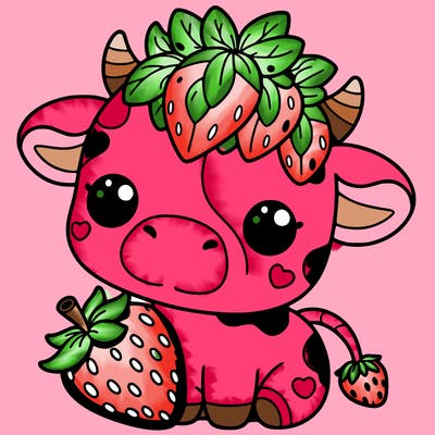 cute strawberry cow