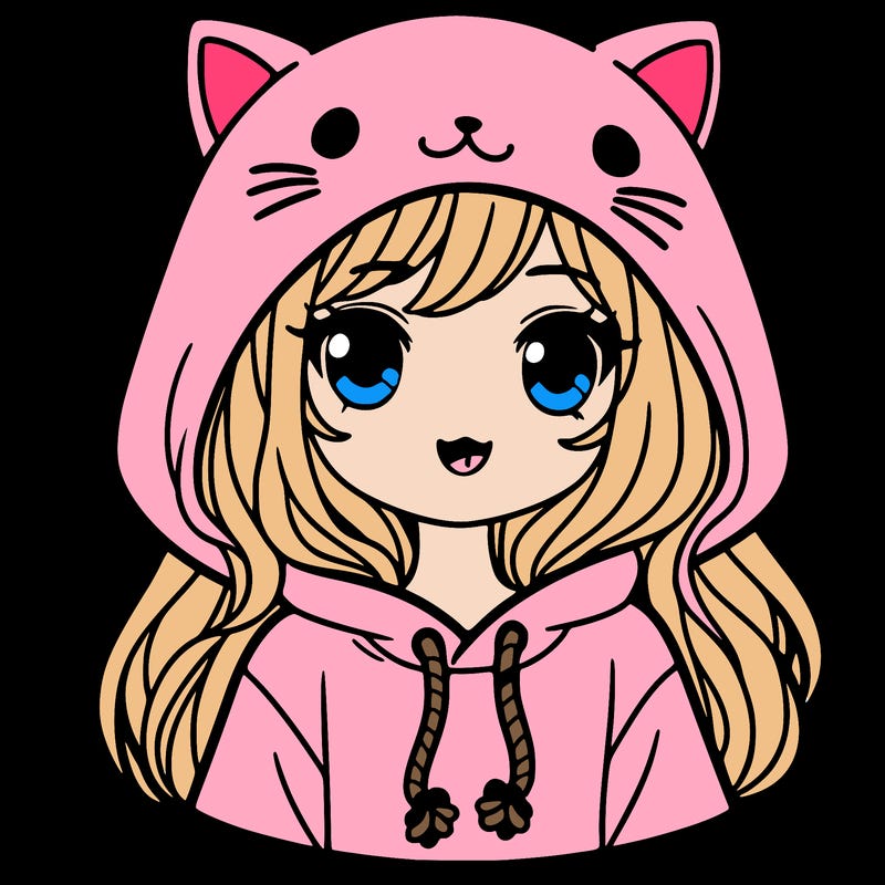 girl with cat hoodie