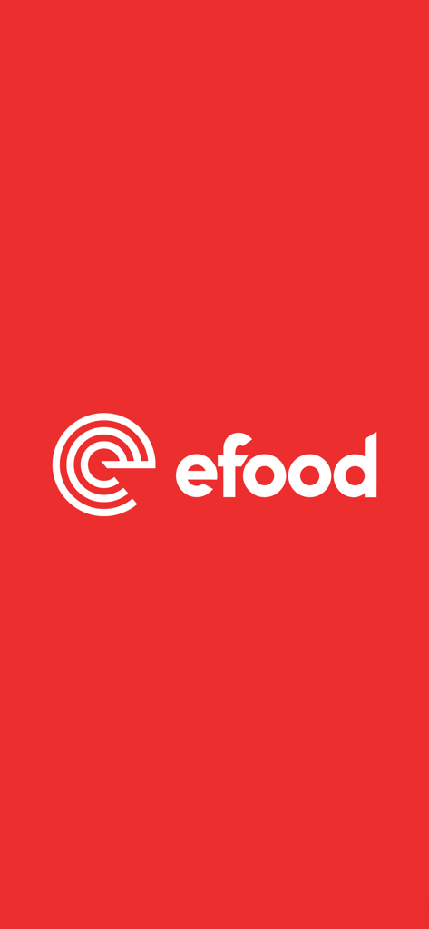 efood delivery: food, grocery - efood delivery app splash screen with white logo on red background