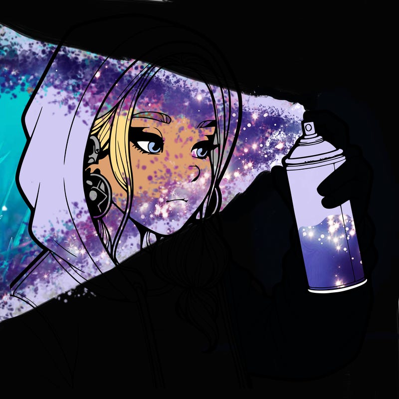 a realistic girl, spray painting