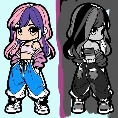 girl in crop top and baggy pants