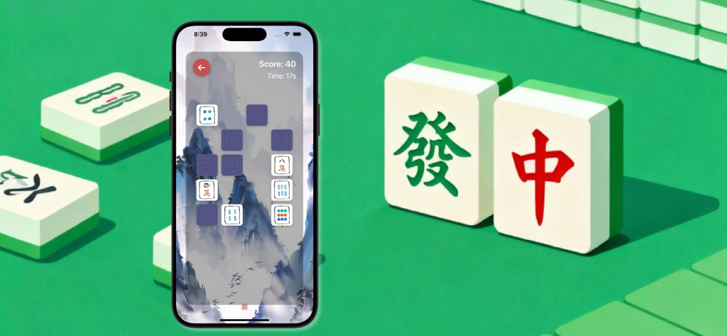 Mahjong - Pros and Cons - 伝統的なタイルを使用したマージャン記憶力マッチングゲームを表示する携帯電話画面