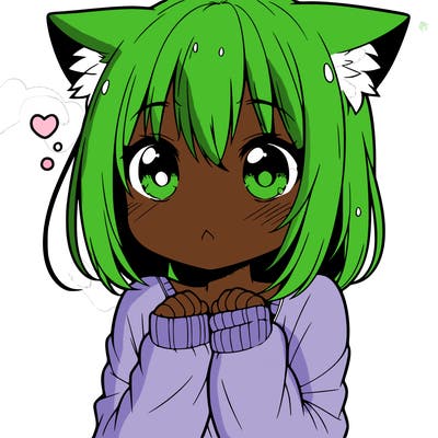 shy anime catgirl