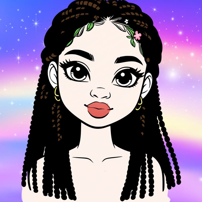 a realistic black girl with braids