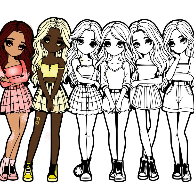 a group of girls realistic