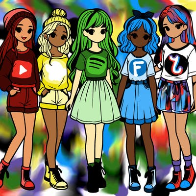 a group of five girls