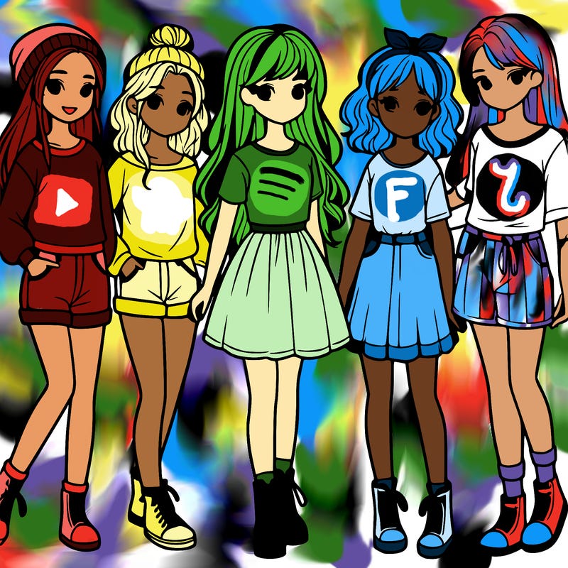 a group of five girls