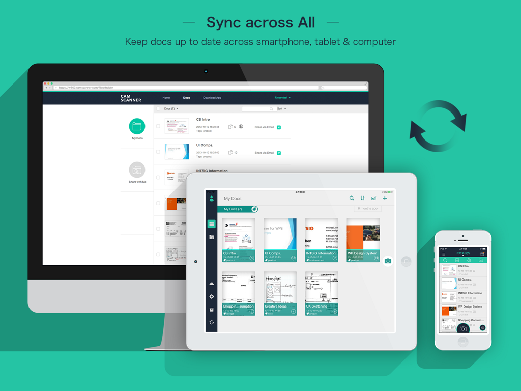 CamScanner HD - Sincronización de documentos de CamScanner HD entre escritorio, iPad y iPhone