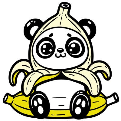 panda in a banana suit