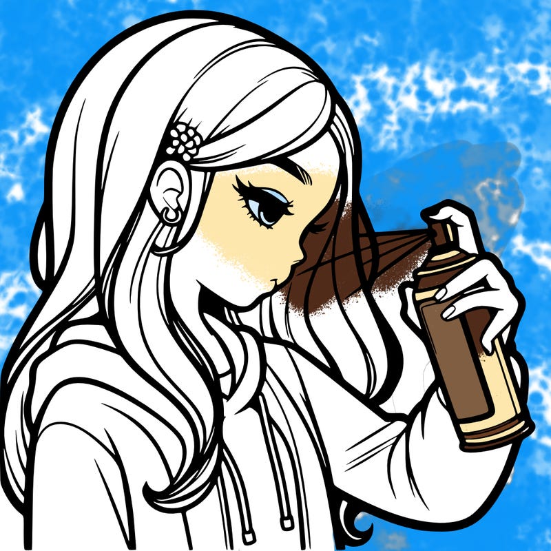 a realistic girl spray painting