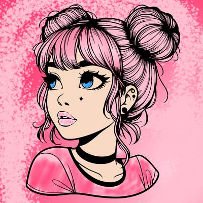 realistic girl with spacebuns