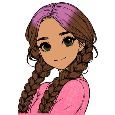 realistic girl with braids