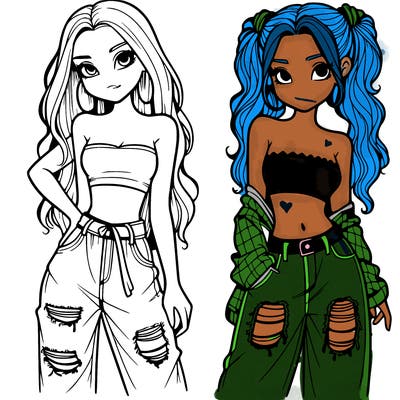 2 girls in crop tops and baggy jeans ripped