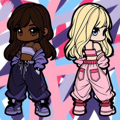 girl in crop top and baggy pants