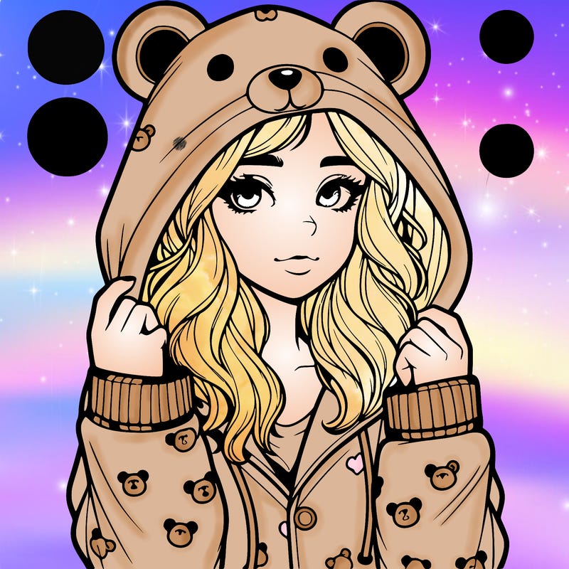 realistic girl in a animal pjs hoodie