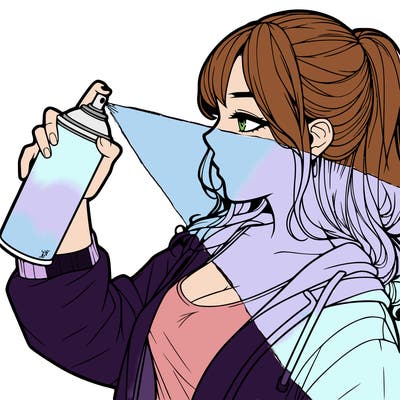a realistic girl spray, painting