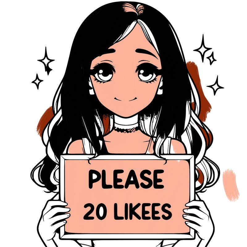 realistic girl holding a sign that says please 20 likes