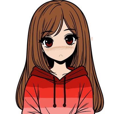 realistic girl with hoodie and hair down