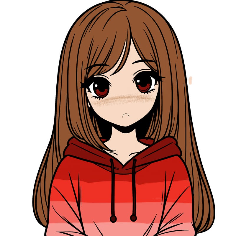 realistic girl with hoodie and hair down