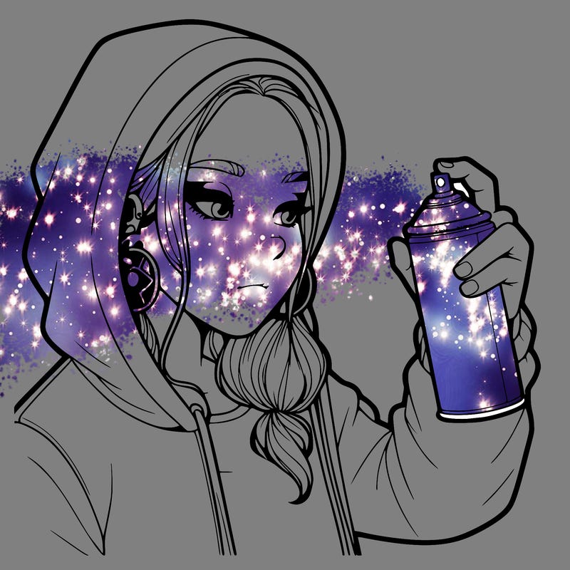 a realistic girl, spray painting