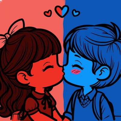 boy and girl kissing