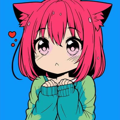 shy anime catgirl
