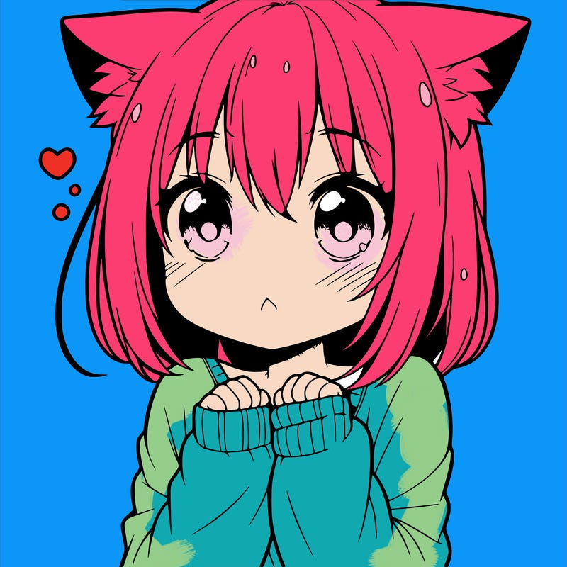 shy anime catgirl