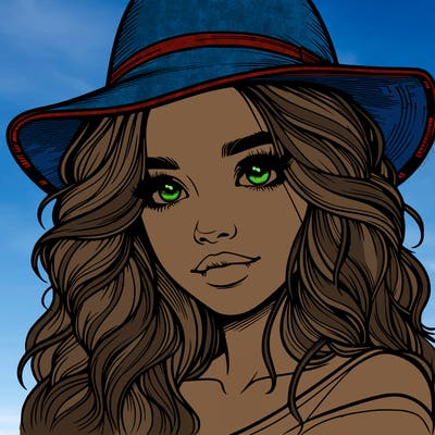 realistic girl with hat