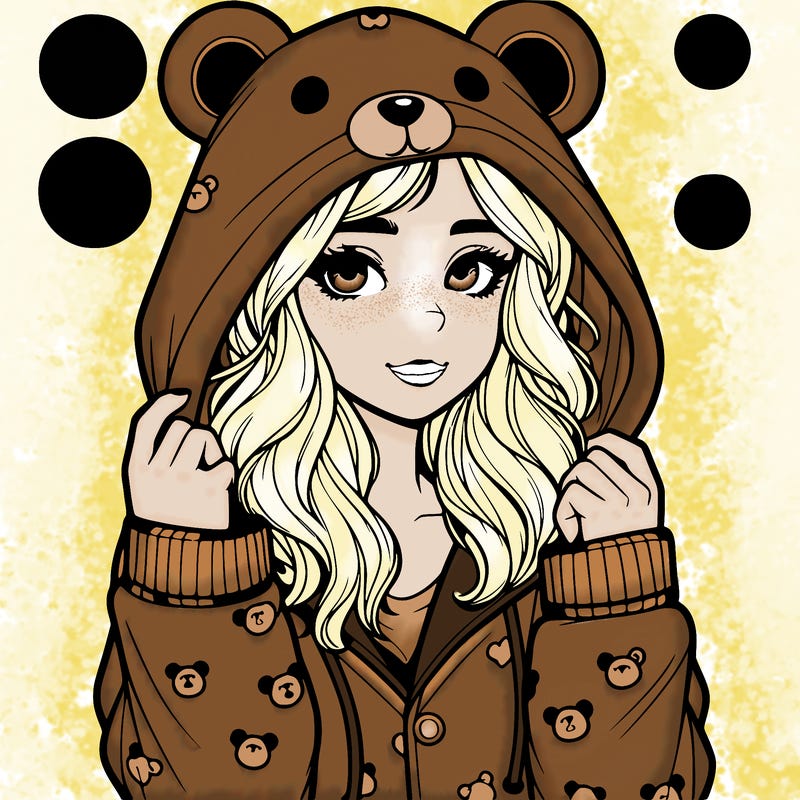 realistic girl in a animal pjs hoodie