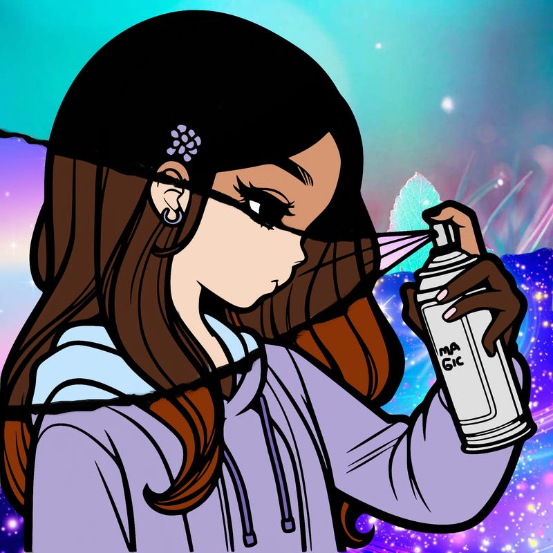 a realistic girl spray painting