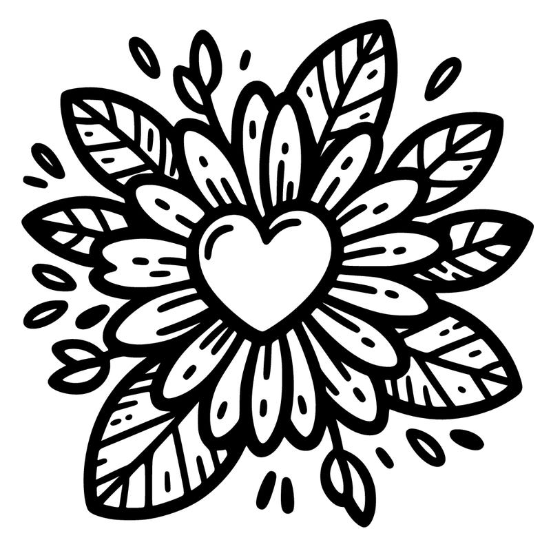 a flower, but instead of the middle being a circle making a heart.