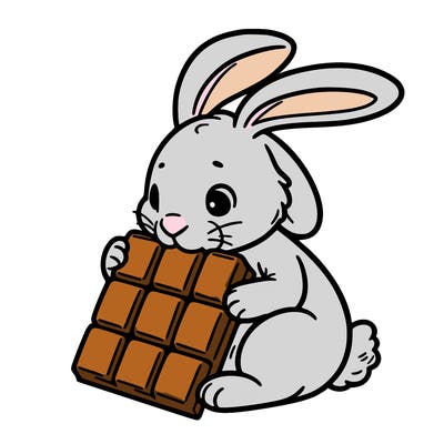 rabbit eating chocolate