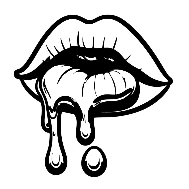 lips dripping pink liquid