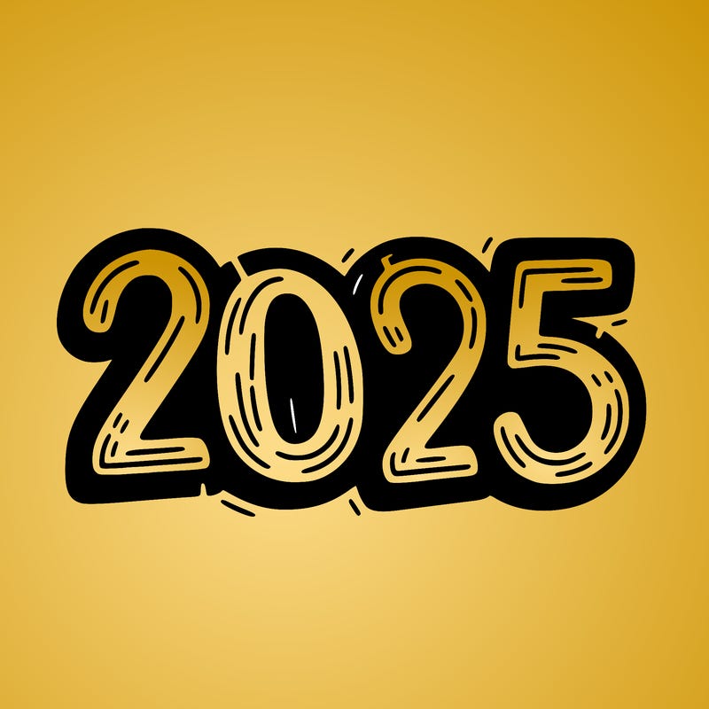 one line scrawled numbers sketch design “2025”