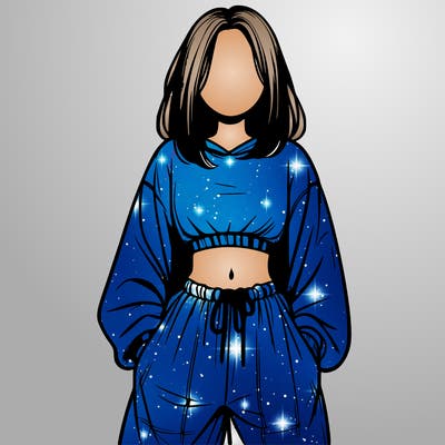 realistic girl faceless with baggy pants and a crop top